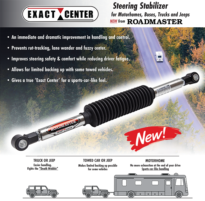 exact center steering stabilizer superimposed on road